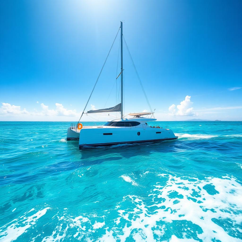 Catamaran a navegar na costa do Algarve