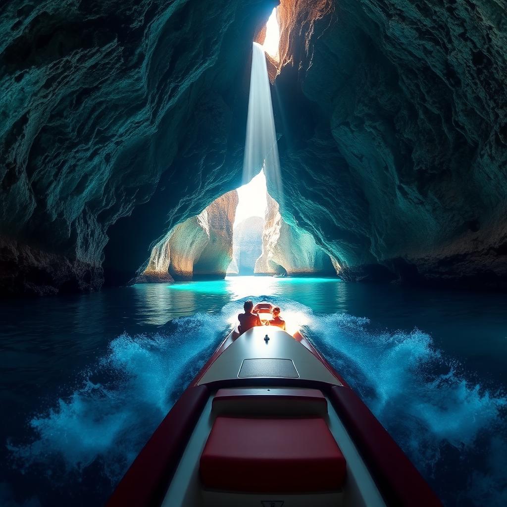Interior da Gruta de Benagil com clarabóia natural