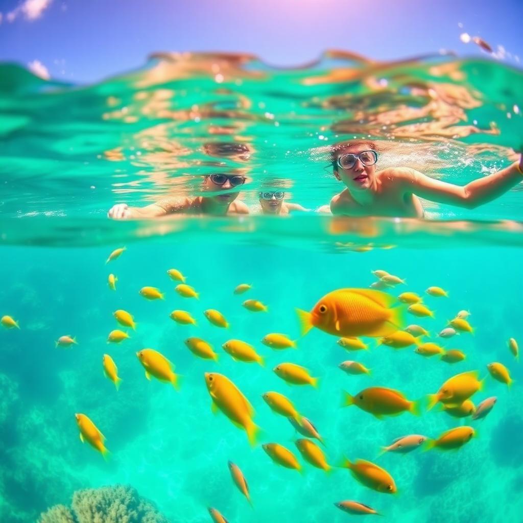 Paragem para banhos e snorkeling durante o passeio